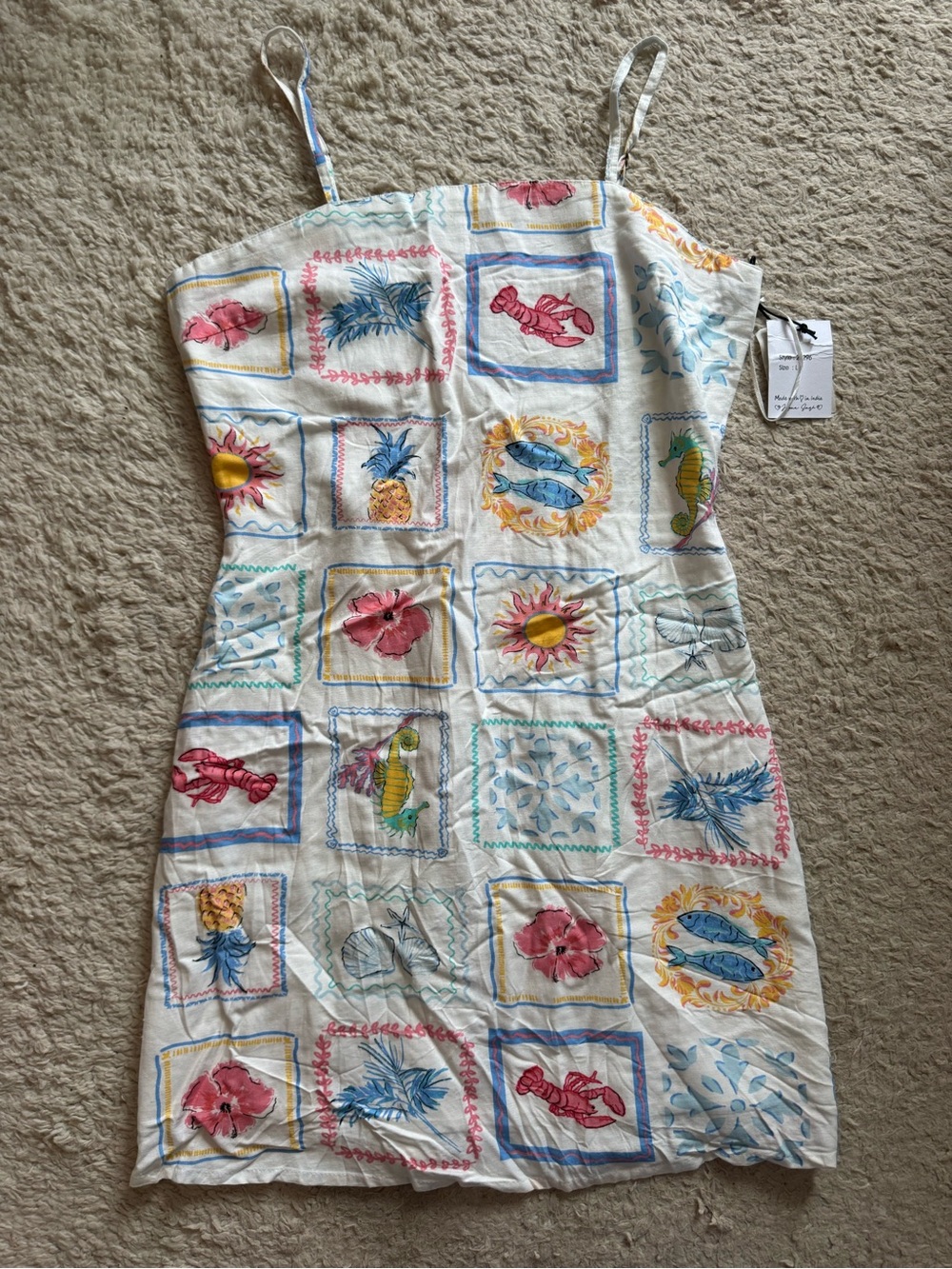 NWT linen japna summer print mini dress